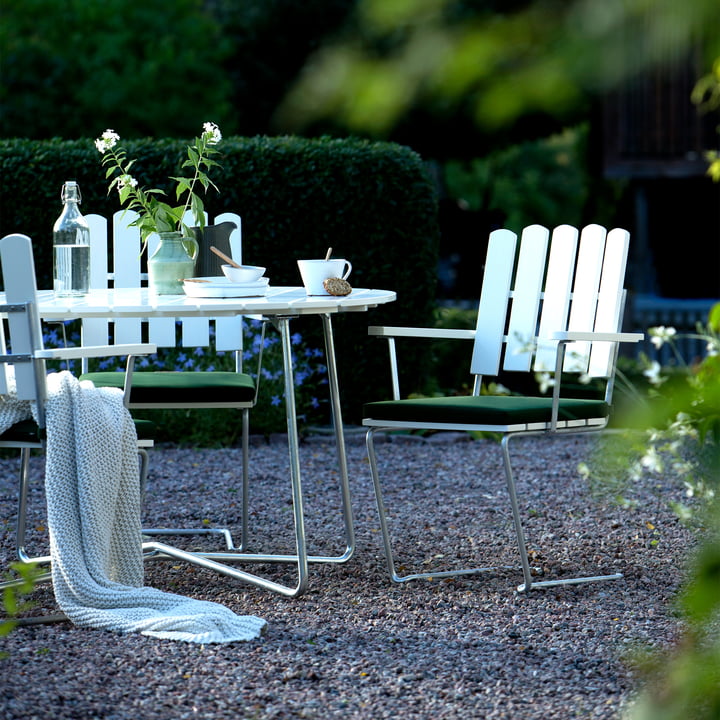 A2 garden armchair, white lacquered oak by Grythyttan