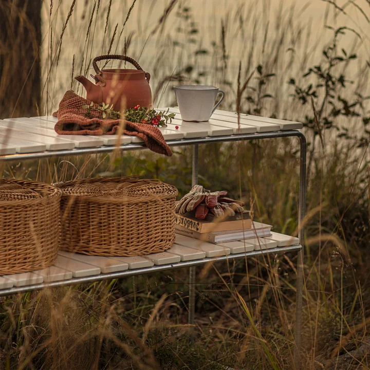 Grythyttan - L105 Garden side table, white lacquered oak