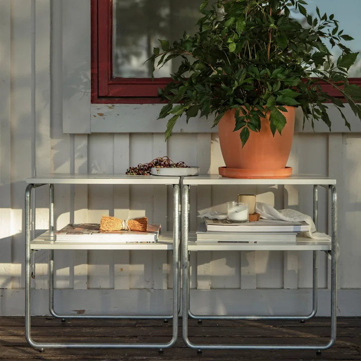 L45 garden side table, white lacquered oak by Grythyttan