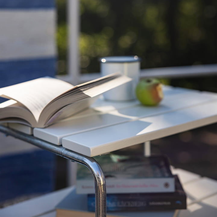 L45 garden side table, white lacquered oak by Grythyttan