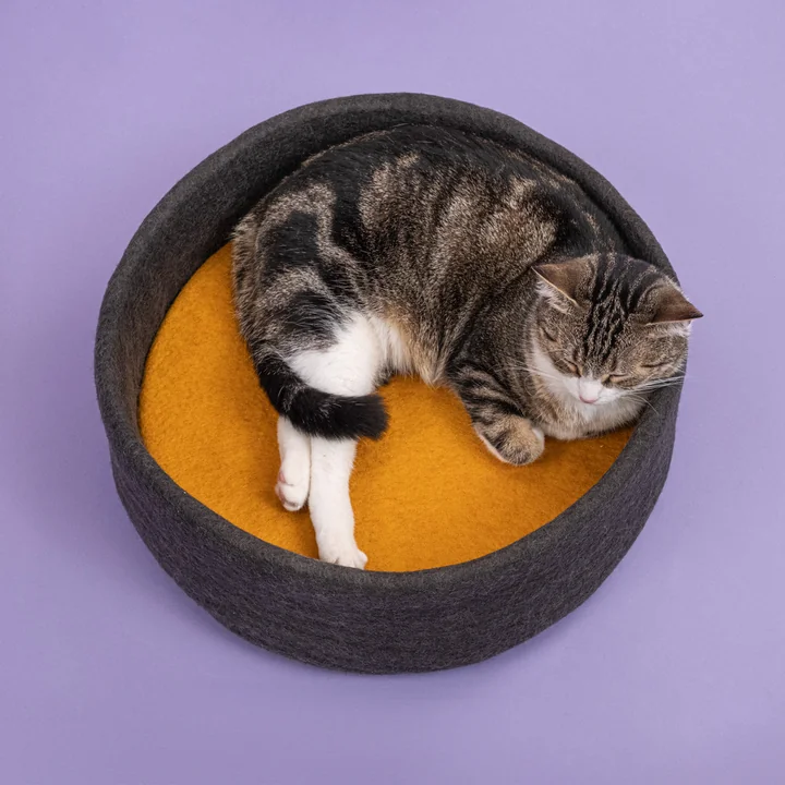 Kuno Cat basket, inlay ochre yellow from myfelt