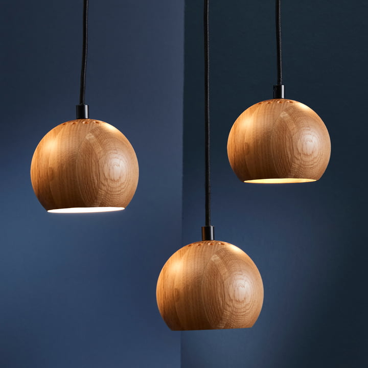 Ball Pendant light, Ø 12 cm, natural oak by Frandsen