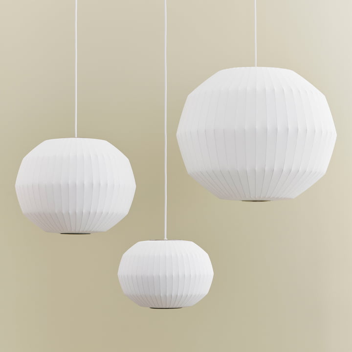 Nelson Angled Sphere Bubble Pendant lights, off-white from Hay