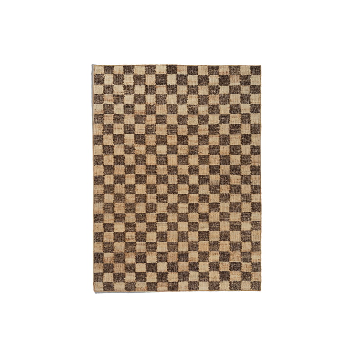 ferm Living - Check Wool-jute rug, coffee / natural