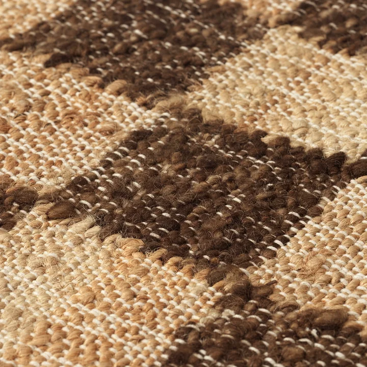 Ferm Living - Check Wool-jute rug, coffee / natural