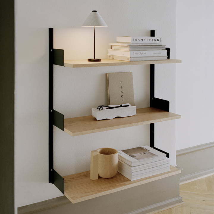 New Works - Wall shelf 900, oak / black