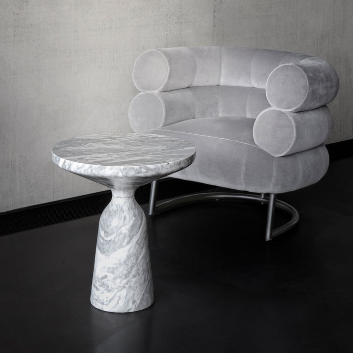 ClassiCon - Bell Side table, polished marble (Grigio Nuvolato)