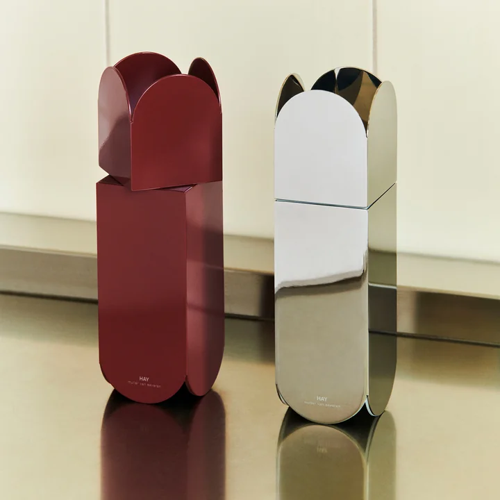 Arcs Salt mill & Pepper mill, mirror and burgundy from HAY