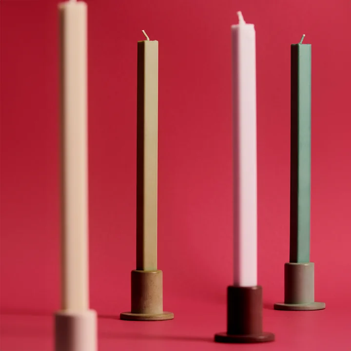 Hexagon Stick candles H 24 cm, fresh (set of 4) by HAY