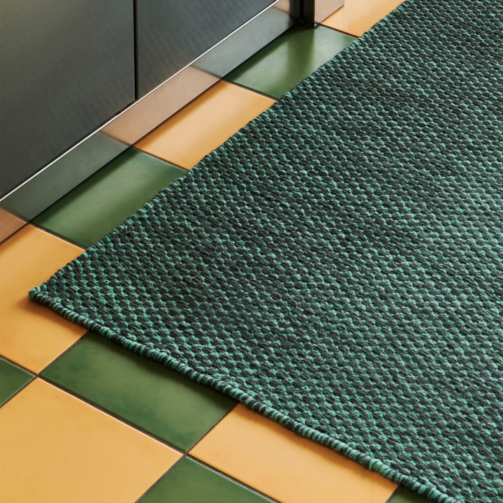 Moiré Wool rug 80 x 200 cm, emerald green by Hay