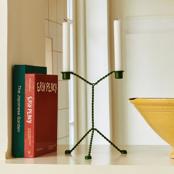 Wire candle holder Ø 19 x H 25 cm, green by HAY