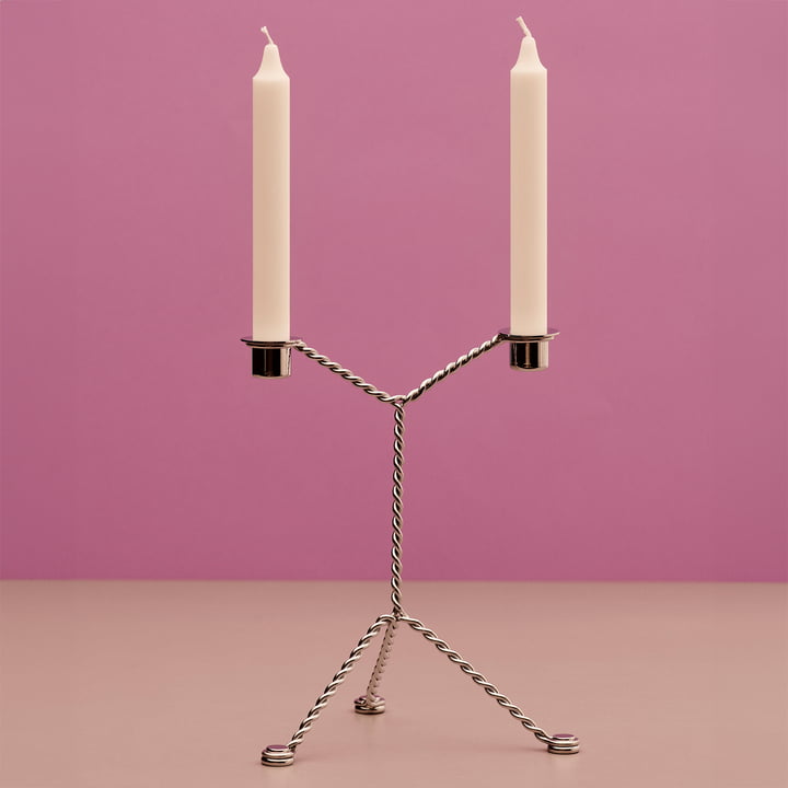 Wire candle holder Ø 19 x H 25 cm, mirror by Hay