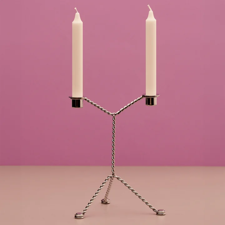 Wire candle holder Ø 19 x H 25 cm, mirror by HAY
