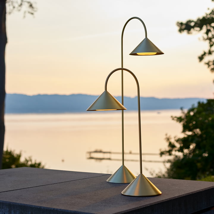 Grasp LED rechargeable floor lamp, brass by Frandsen