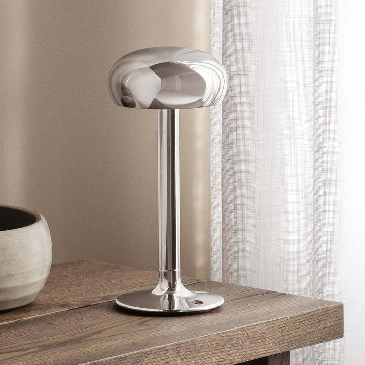 Emendo LED rechargeable table lamp, chrome by Eva Solo