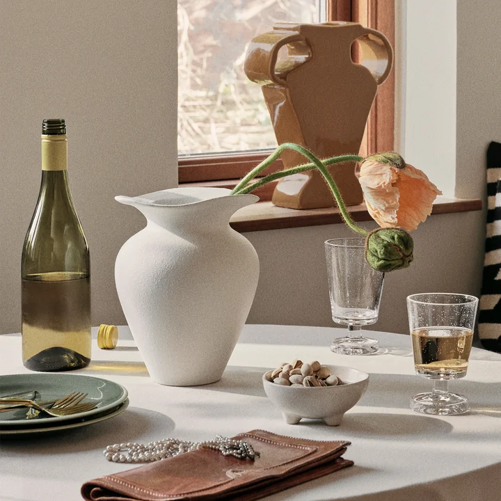 Florentina vase, Ø 16 cm x H 2 2. 5 cm, white by Broste Copenhagen