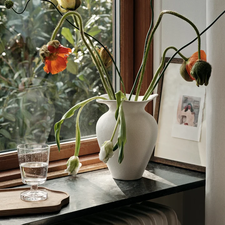 Florentina vase, Ø 16 cm x H 2 2. 5 cm, white by Broste Copenhagen