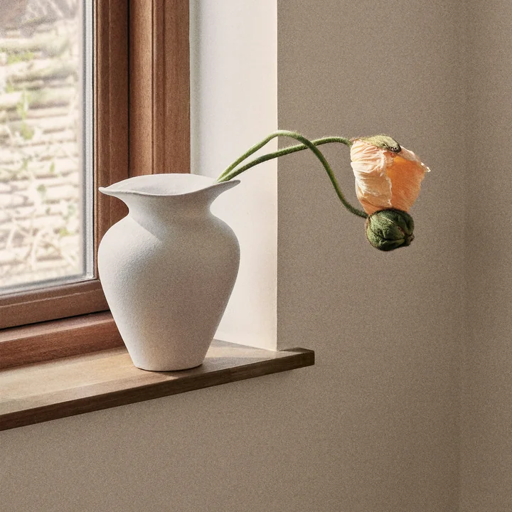 Florentina vase, Ø 16 cm x H 2 2. 5 cm, white by Broste Copenhagen