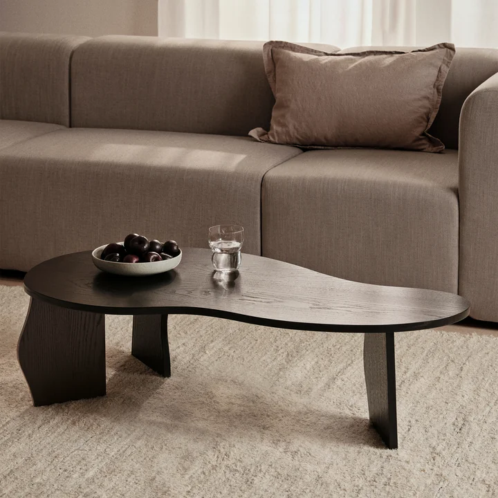 Brook table, L, oiled ash veneer, black by Broste Copenhagen