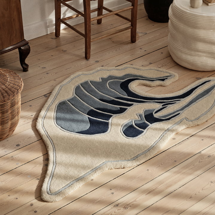 Wave rug, 85 x 160 cm, blue by Broste Copenhagen