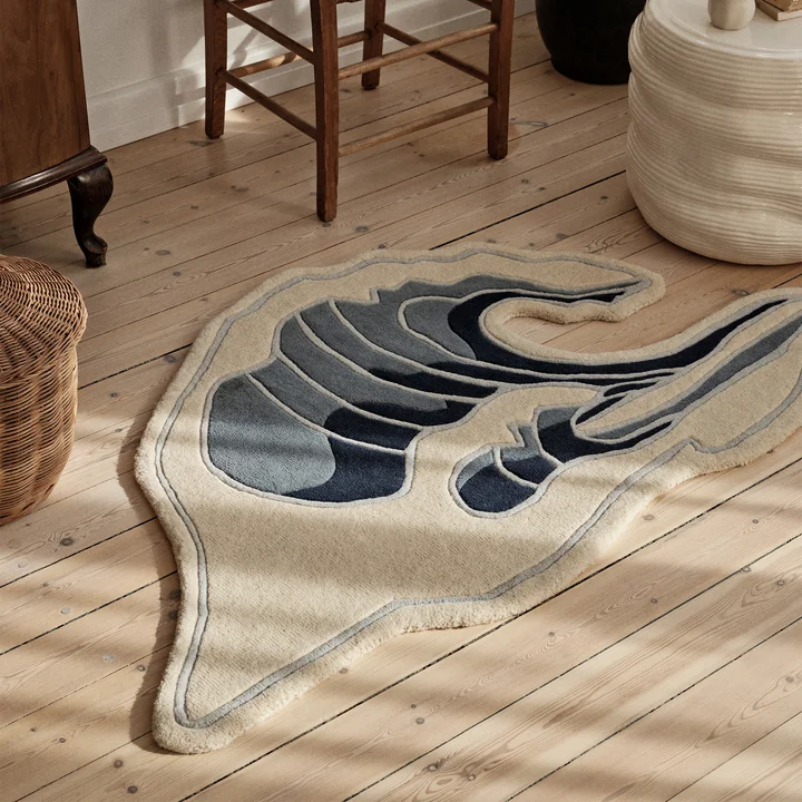 Wave rug, 85 x 160 cm, blue by Broste Copenhagen