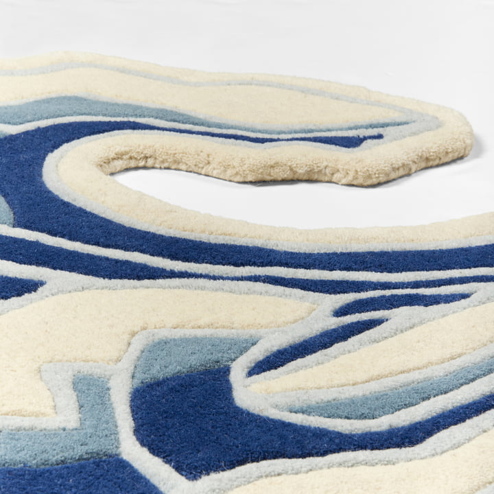 Wave rug, 85 x 160 cm, blue by Broste Copenhagen