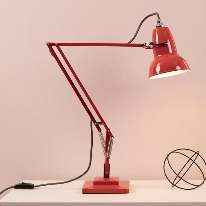 Original 1227 Table lamp, black cable, Coral Red by Aglepoise