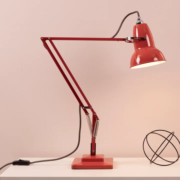 Original 1227 Table lamp, black cable, Coral Red by Aglepoise