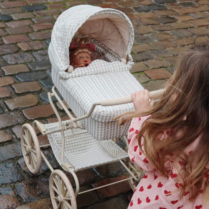 Doll's pram, tea check from Konges Sløjd