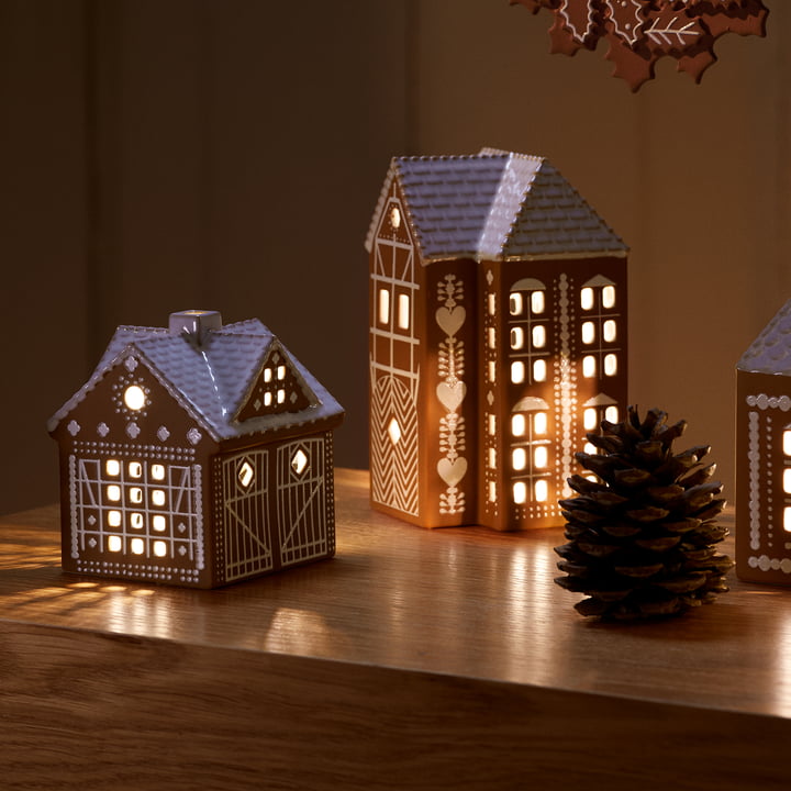 Gingerbread candle house nativity scene, brown from Kähler Design