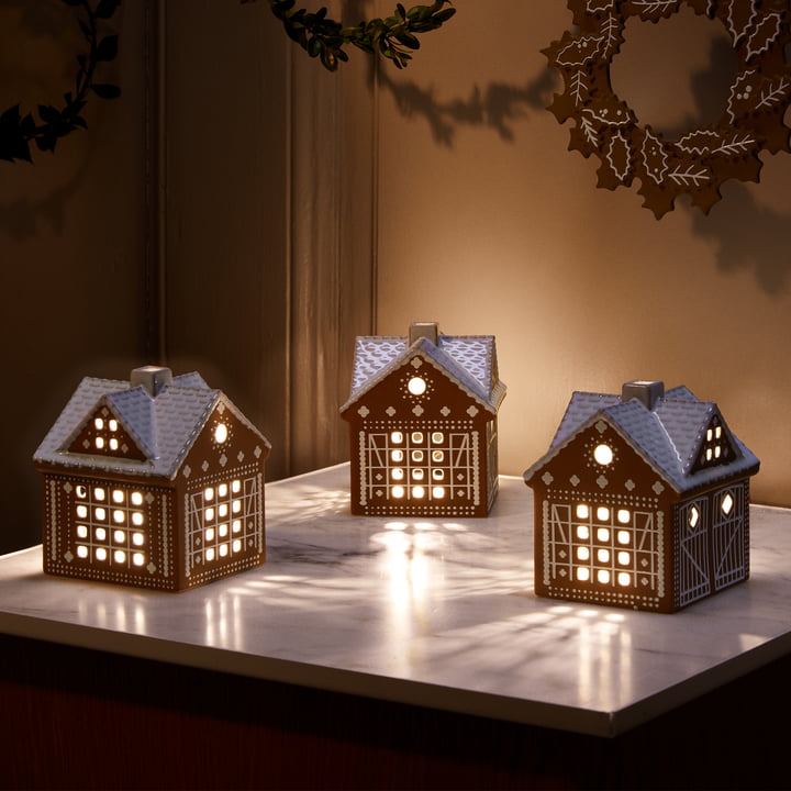 Gingerbread candle house nativity scene, brown from Kähler Design