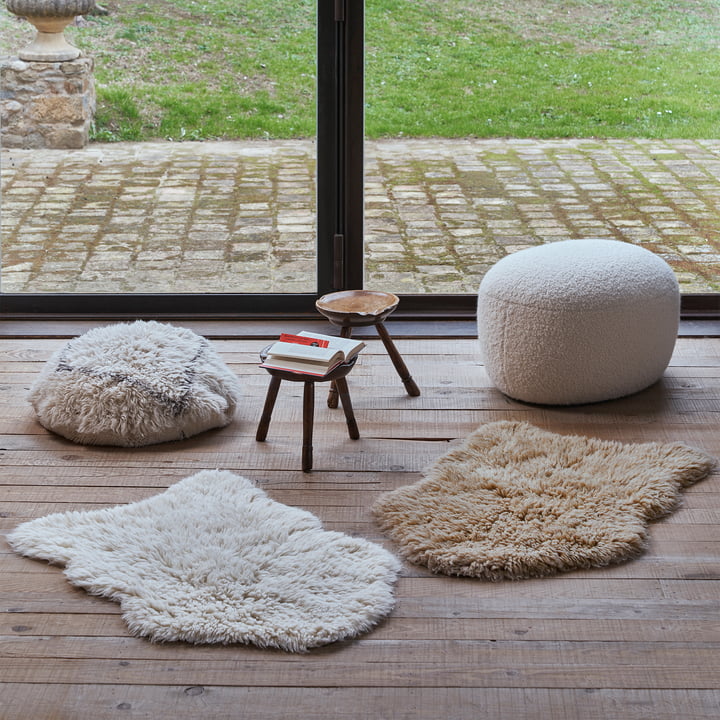 Woolly wool rug from Lorena Canals in sheep white and beige