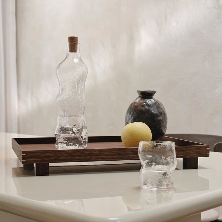 ferm Living - Dimple carafe and drinking glass, clear