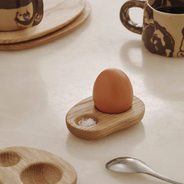 Ferm Living - Cairn egg cup, oak (set of 2)