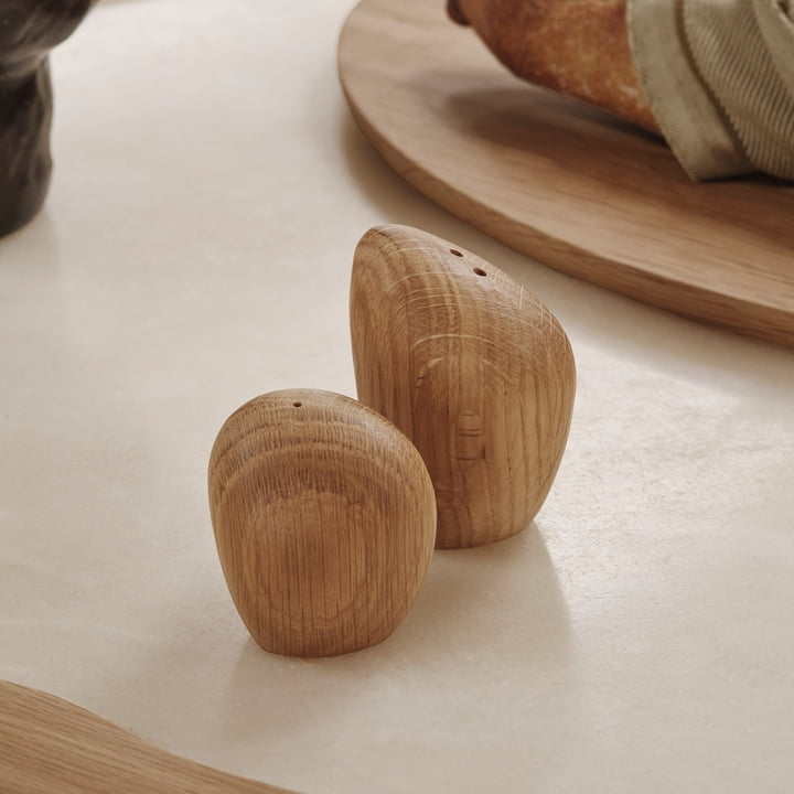 ferm Living - Cairn salt and pepper shaker, oak (set of 2)