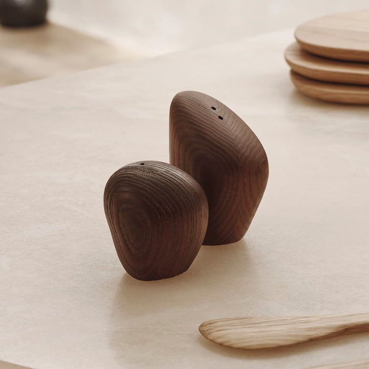 ferm Living - Cairn salt and pepper shaker, dark brown (set of 2)