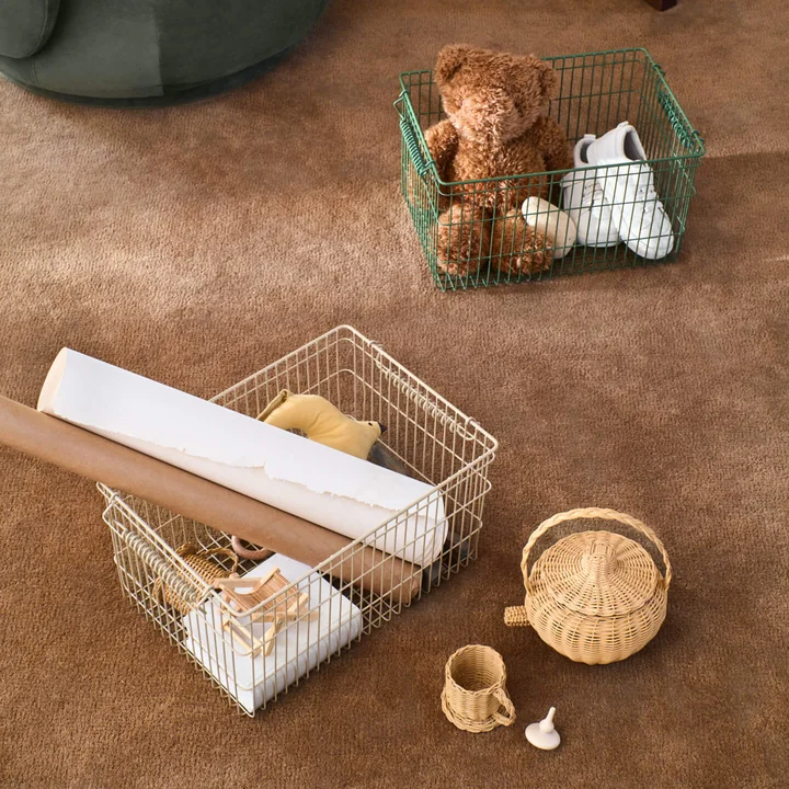 Ferm Living - Cala Stackable baskets, cashmere and verdant green