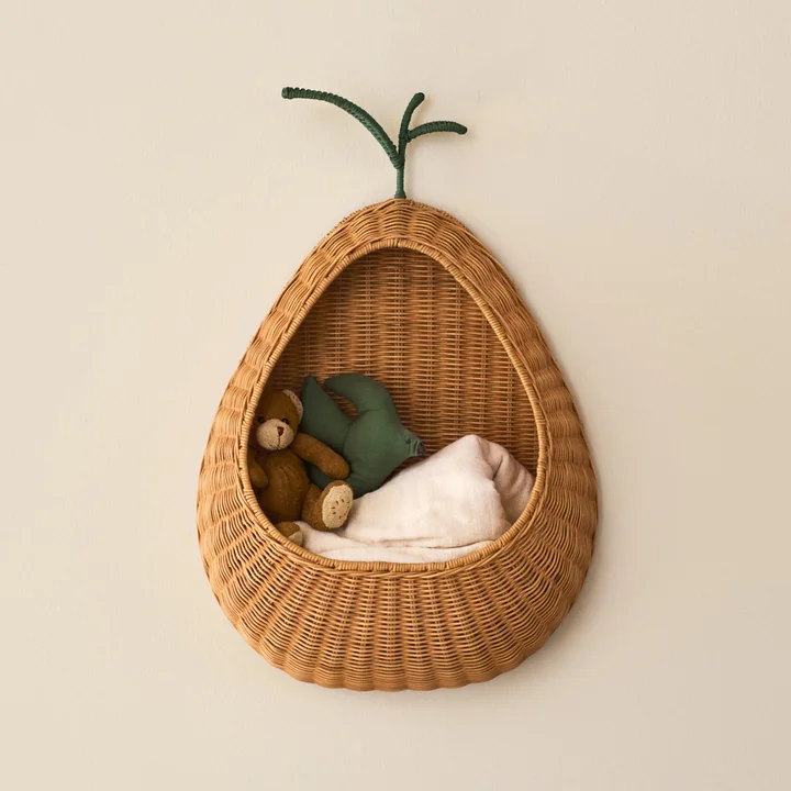 Ferm Living - Pear woven wall bag, rattan
