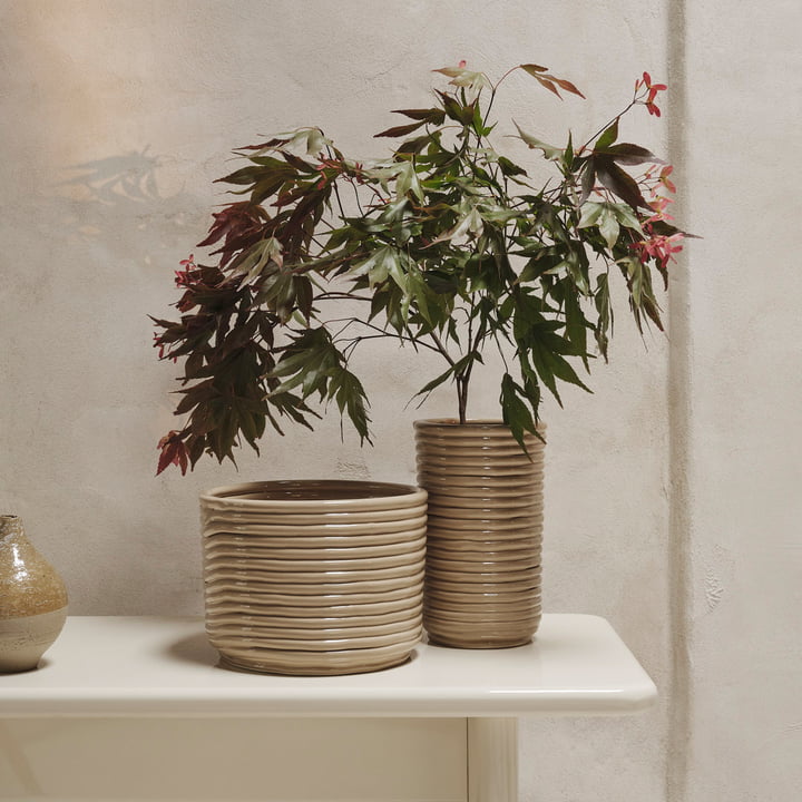 ferm Living - Corduroy flower pot and vase, cashmere