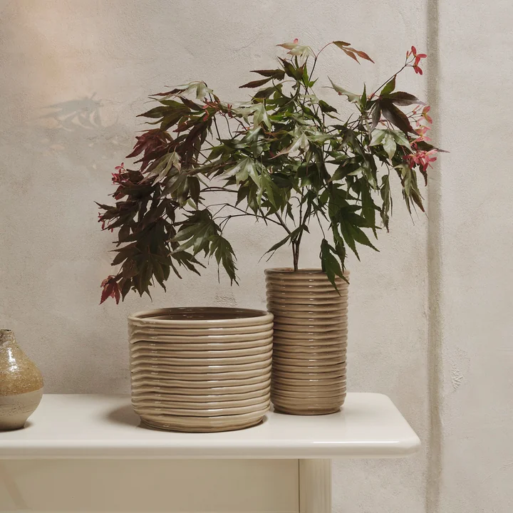 Ferm Living - Corduroy flower pot and vase, cashmere