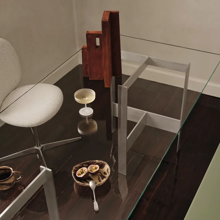 Ferm Living - Lager Dining table, 200 x 90 cm, glass / aluminum