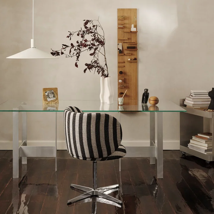 Ferm Living - Lager Dining table, 200 x 90 cm, glass / aluminum