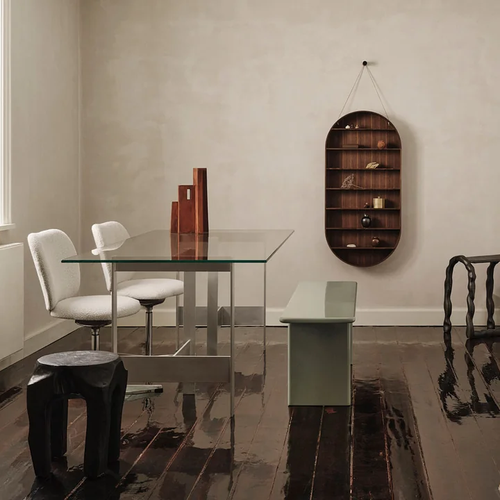 Ferm Living - Oval Dorm wall shelf, smoked oak