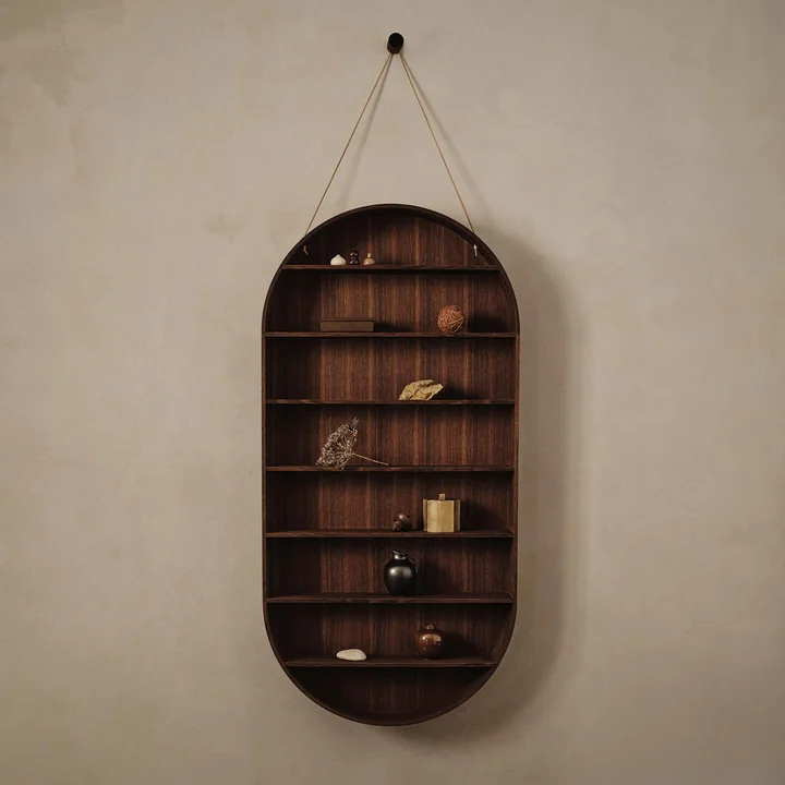 Ferm Living - Oval Dorm wall shelf, smoked oak