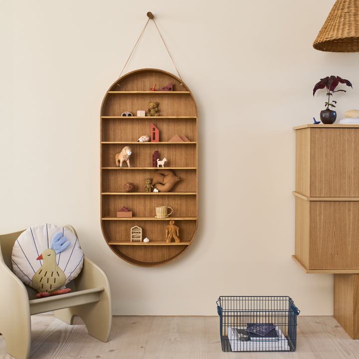 ferm Living - Oval Dorm wall shelf, oiled oak