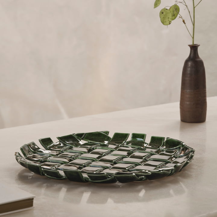 ferm Living - Plait serving platter, emerald green