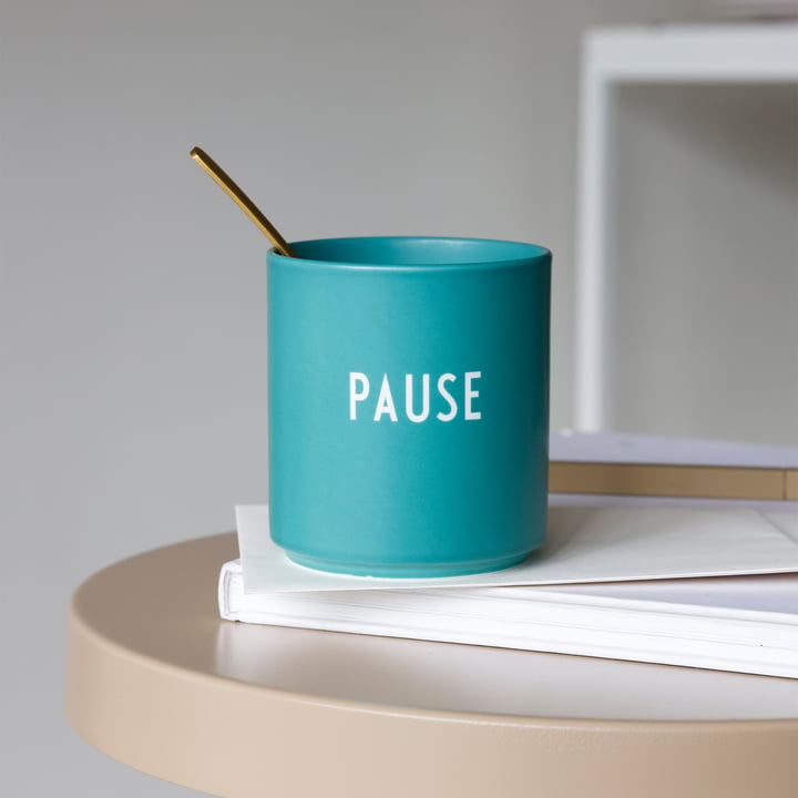 Design Letters - AJ Favourite Porcelain mug, Pause / antique green