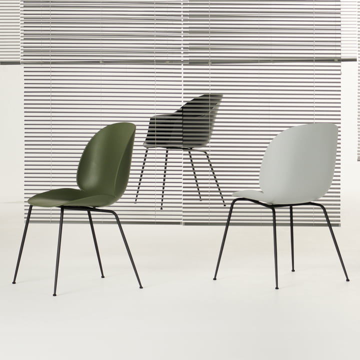 Gubi - Beetle Dining Chair, Conic Base black / fern green