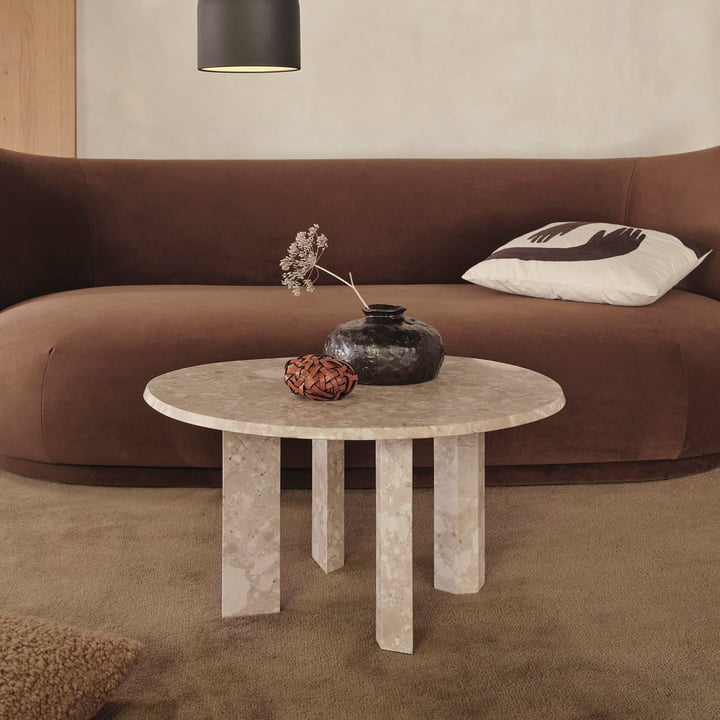 ferm Living - Taula coffee table, H 35 x Ø 67 cm, marble, sand