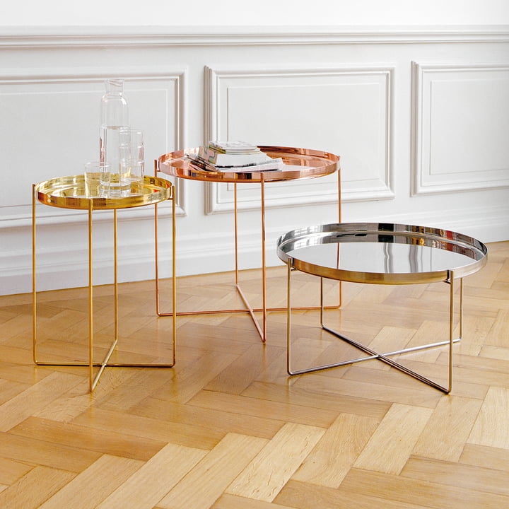 e15 - Habibi side table H 47 cm / Ø 37 cm, brass